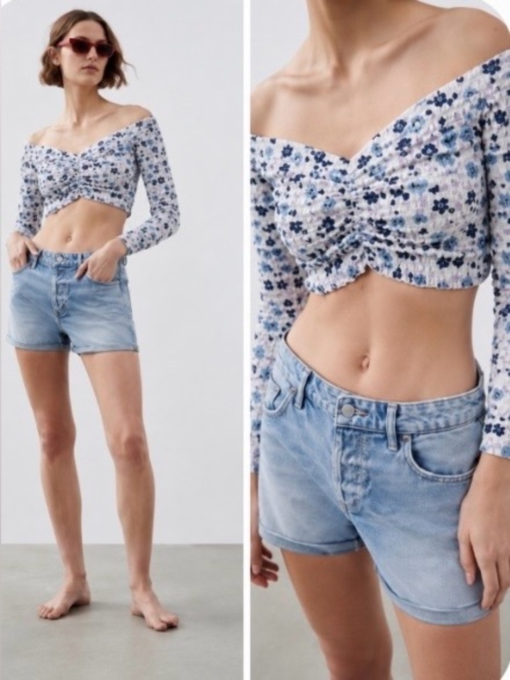 5 for $25!! NWT Zara Popcorn crinkle texture, off-the-shoulder Top Size small
